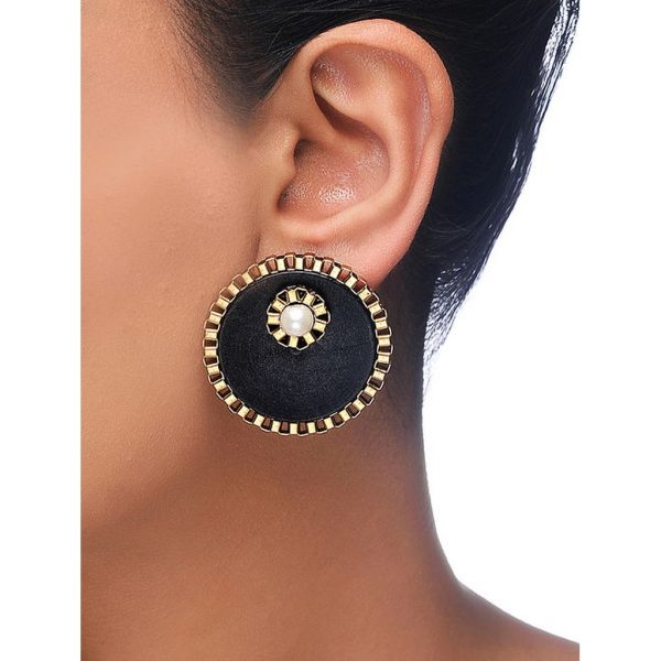 Black Round Studs(RJE670)