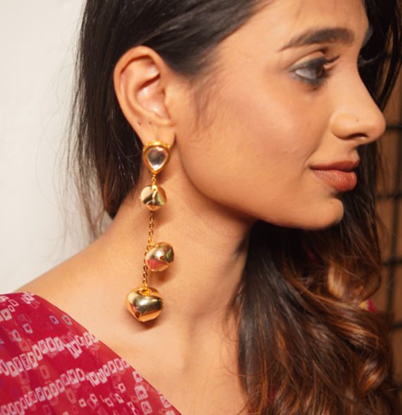 Shoulder Length Cascading Ghunghroo Earrings (RJE1354)