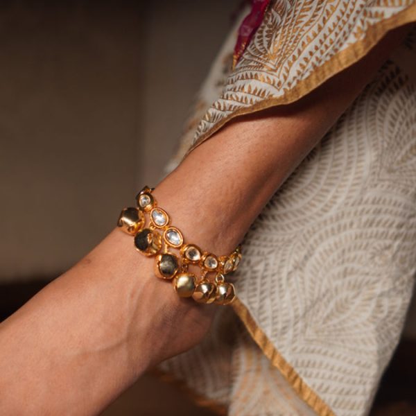 Kundan And Ghungroo Bracelet Cum Anklet (RJMAL37)
