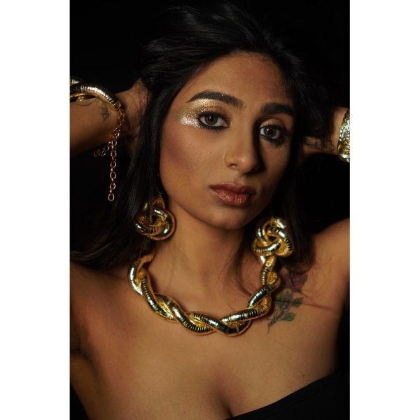 Golden Metallic Twisted Necklace (RJN2062)