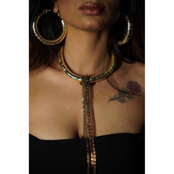 Golden Metal Choker with Hanging Chains (RJN2061)